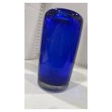 Todd Oldham designed for Lazy Boy heavy cobalt blue vase 12 inches tall opening approx 3 inches