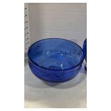 Cobalt Blue Crystal Etched Bowl and pitcher