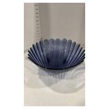 Purple glass bowl with scalloped/shell like design