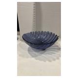 Purple glass bowl with scalloped/shell like design