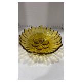 Amber glass flower shaped bowl
