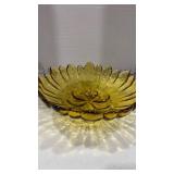 Amber glass flower shaped bowl