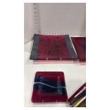 Decorative art glass plates set of 4