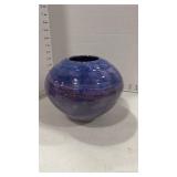 Glazed signed pottery vase 6 inches tall
