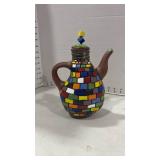 Mosaic teapot signed