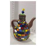 Mosaic teapot signed