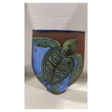 Handmade ceramic vase with sea turtle 12 inches tall
