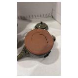 Glazed pottery tea pot signed, large glazed pitcher and more