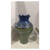 Signed glazed pottery vase and tea pot