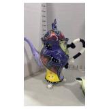 Benaya and spiral hand painted ceramic tea pots