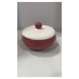 Pink and White Ceramic Covered Bowl