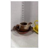 Frankoma pottery small pitcher and bowls with tea pot no lid