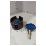 Blue Agate Coaster Set with Wine Stopper