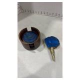 Blue Agate Coaster Set with Wine Stopper