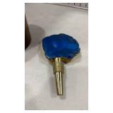 Blue Agate Coaster Set with Wine Stopper