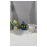 Burleigh pitcher, and stackable teapot with cups