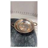 Vintage Hand Wrought Boston Copper small pan with Marble tray and flower frog