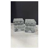 Art glass ice blocks bookends 4.5x4x4