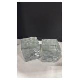 Art glass ice blocks bookends 4.5x4x4