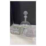 Art Deco Glass Decanter and Crystal Dishes Set
