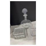 Art Deco Glass Decanter and Crystal Dishes Set
