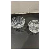 Cut Crystal Bowl with Starburst Pattern and cut glass brides basket