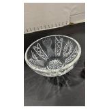 Cut Crystal Bowl with Starburst Pattern and cut glass brides basket