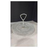Orrefors blue crystal case, cut crystal vase and Fostoria Diamond Point Tidbit Tray