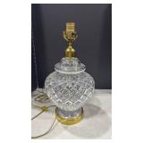 Cut Crystal Table Lamp with Brass Accents no shade