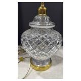 Cut Crystal Table Lamp with Brass Accents no shade
