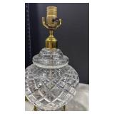 Cut Crystal Table Lamp with Brass Accents no shade