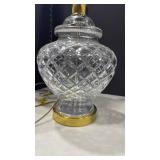 Cut Crystal Table Lamp with Brass Accents no shade