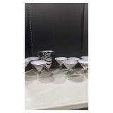 Hand-Blown Zebra Stripe Martini Glass Set with pitcher