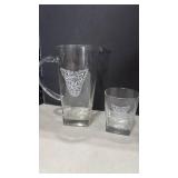 Class of 1957 Naval Academy etched beer pitcher and rocks glasses