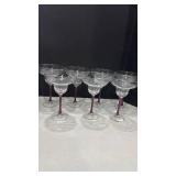 Set of 7 colored stem margaritas glasses