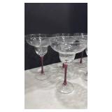 Set of 7 colored stem margaritas glasses