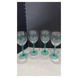 Decorative Wine Glasses with Turquoise Stems and clear wine glasses