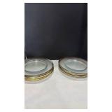 Set of 8 glass plate with gold trim