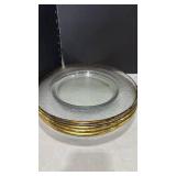 Set of 8 glass plate with gold trim