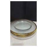 Set of 8 glass plate with gold trim
