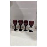Deep Purple Glass Wine Goblets Set of 4