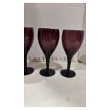 Deep Purple Glass Wine Goblets Set of 4