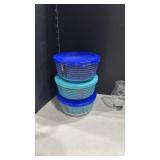 Glass Pyrex bowls with lids and more