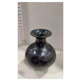 Signed crystalline-glazed studio art pottery vase about 10 inches tall