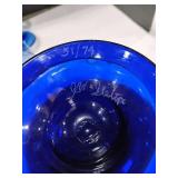 Cobalt Blue Pitcher(numbered and signed) with 7 Cobalt Blue Glasses