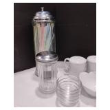 Miscellaneous Kitchen Items.  Salt and Pepper Shakers, Bowls, Sugar Canister and Straw Holder