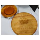 6 Glass Chargers 12.5 inch diameter and a Large Lazy Susan 18 inch diameter