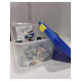Assorted Batteries in Storage Tote