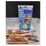 Paint Brushes and 12 Water Colors