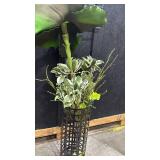 Modern Metal Cylinder Vase with faux flowers